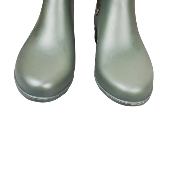 Jack Rogers Sallie Green Metallic Gold Scalloped Rain Boots Size 8 - Picture 6 of 11